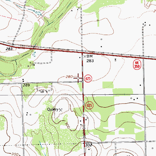 Topographic Map of Springfield, TX