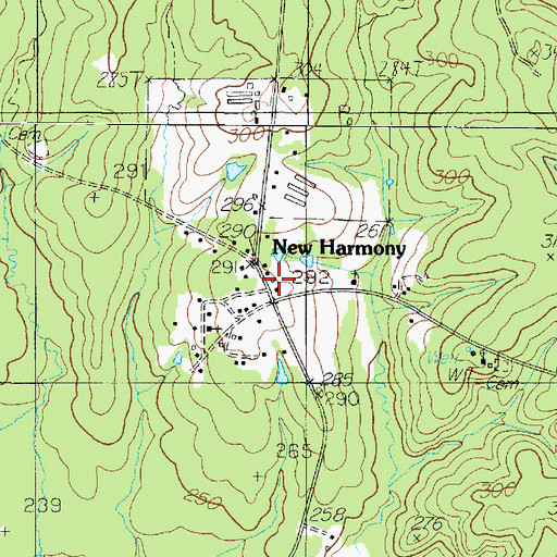 Topographic Map of New Harmony, TX