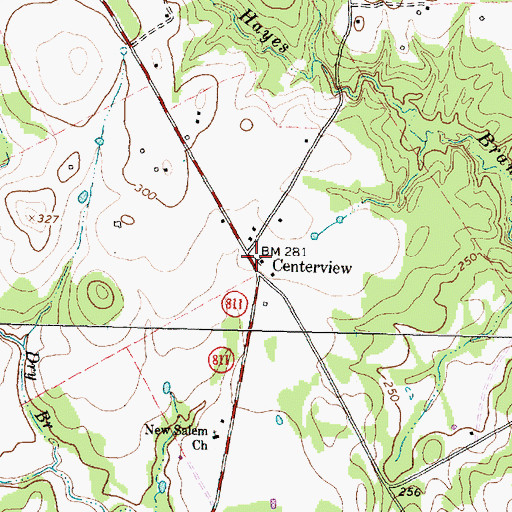 Topographic Map of Centerview, TX