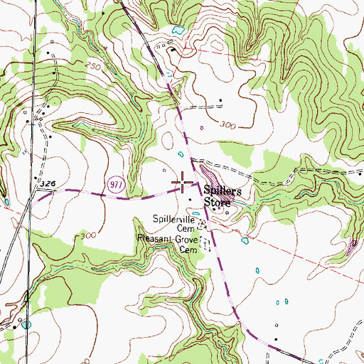 Topographic Map of Spillers Store, TX