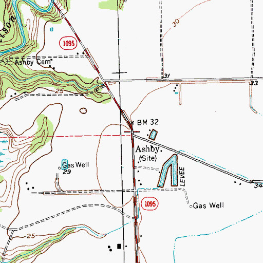 Topographic Map of Ashby, TX
