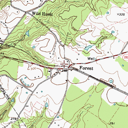 Topographic Map of Forest, TX