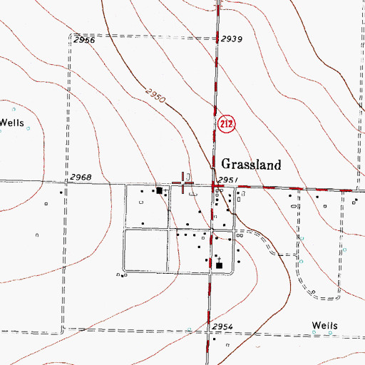 Topographic Map of Grassland, TX