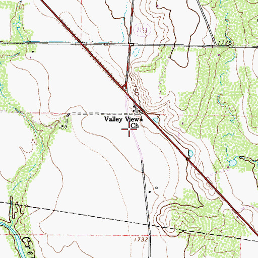 Topographic Map of Valley View, TX