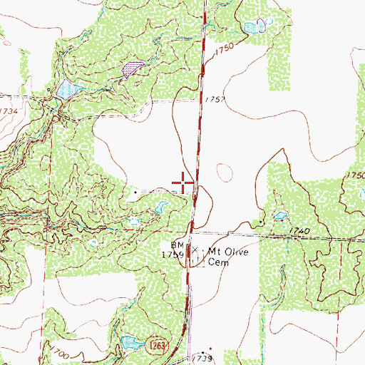 Topographic Map of Geneview, TX