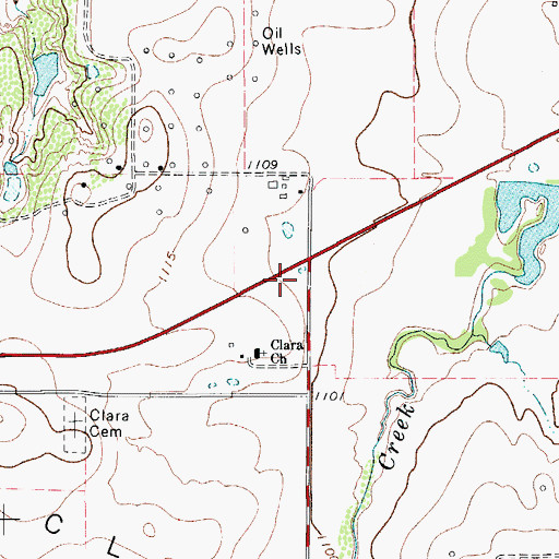 Topographic Map of Clara, TX
