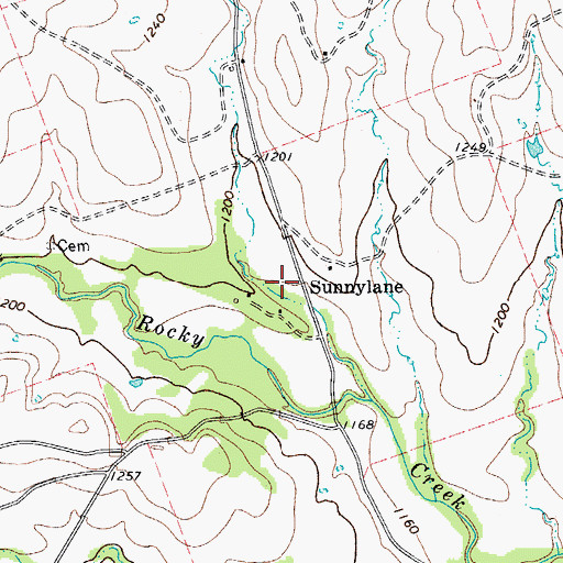 Topographic Map of Sunnylane, TX