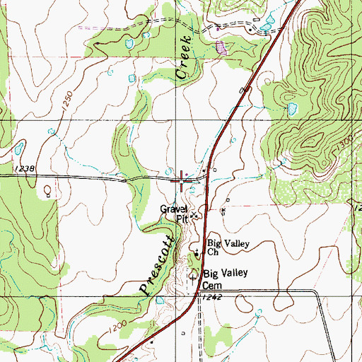 Topographic Map of Big Valley, TX