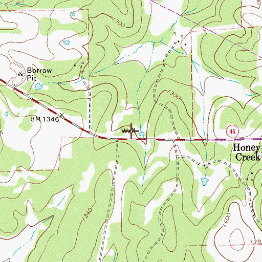 Topographic Map of Oak Cliff Acres, TX