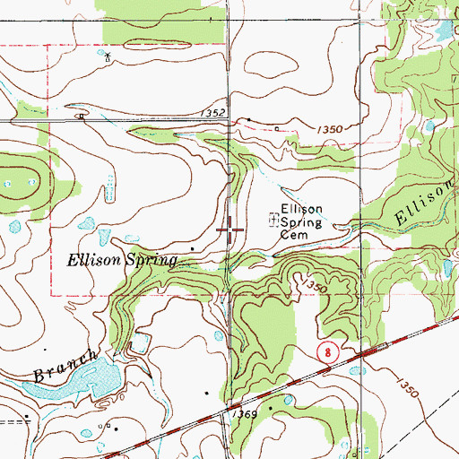 Topographic Map of Ellison Springs (historical), TX