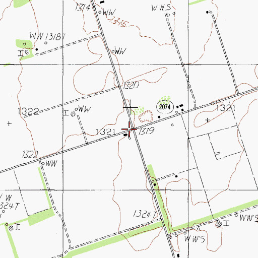 Topographic Map of Parsley Hill, TX