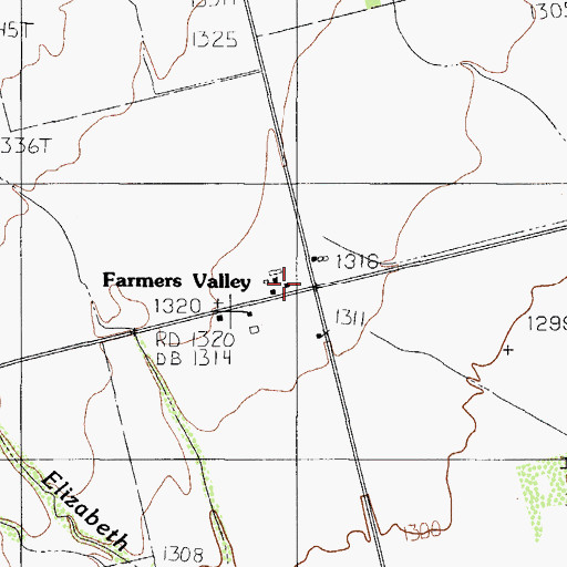 Topographic Map of Farmers Valley, TX