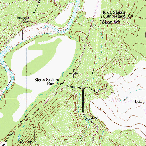 Topographic Map of Sloan, TX
