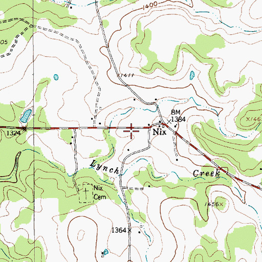 Topographic Map of Nix, TX