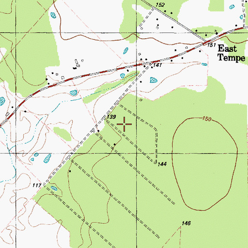 Topographic Map of East Tempe, TX