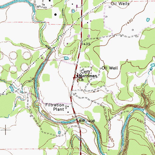 Topographic Map of Merriman (historical), TX