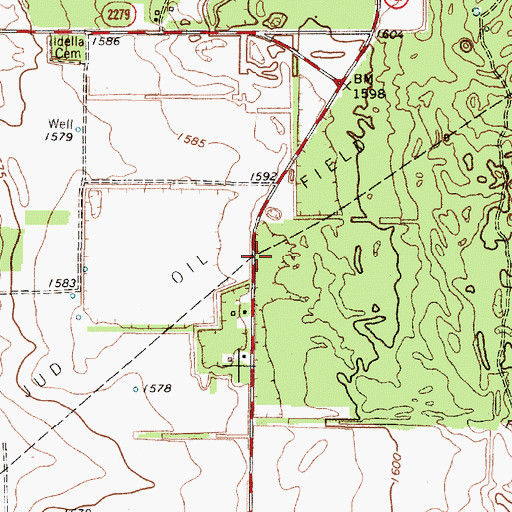 Topographic Map of Jud, TX