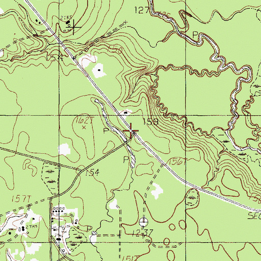Topographic Map of Oak Shade, TX