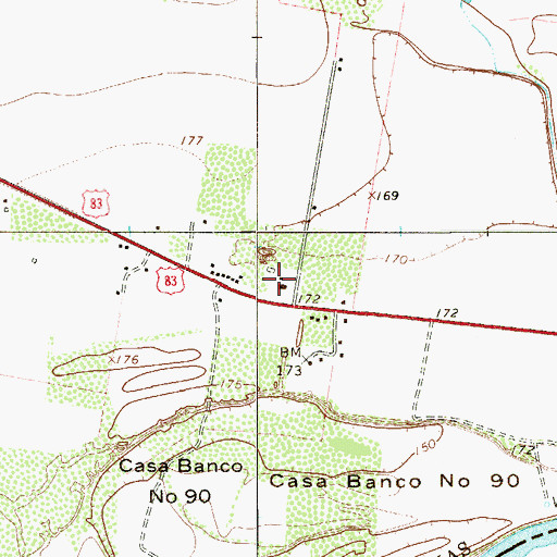 Topographic Map of Villareales, TX
