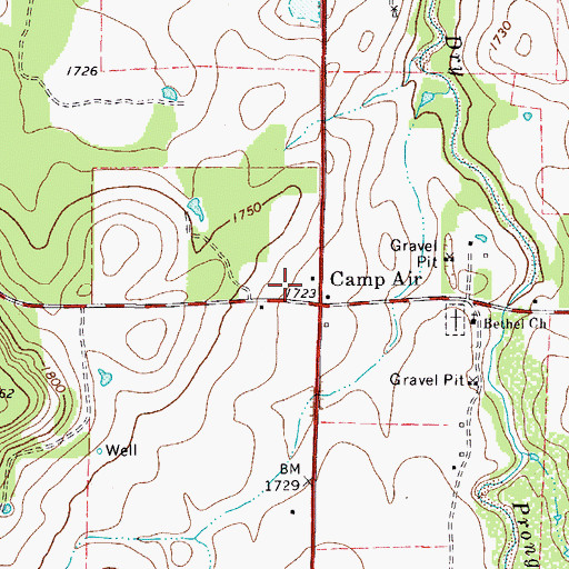 Topographic Map of Camp Air, TX