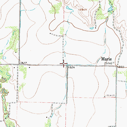 Topographic Map of Marie, TX