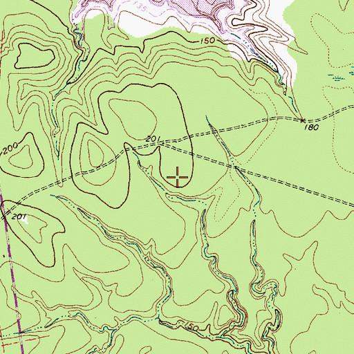 Topographic Map of Waterwood, TX
