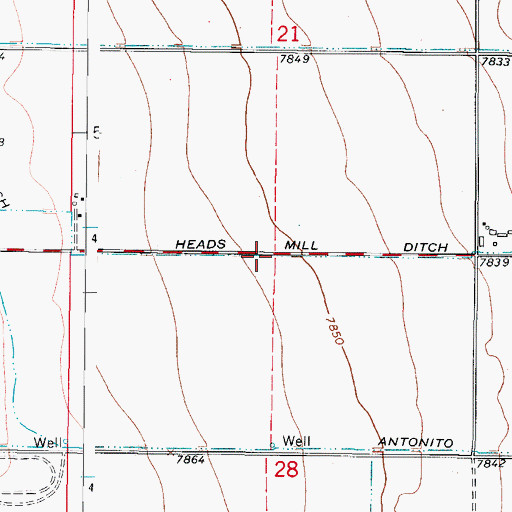 Topographic Map of Heads Mill Ditch, CO