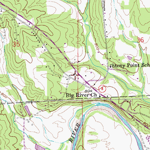 Topographic Map of Stoney Point Missionary Baptist Church, MO