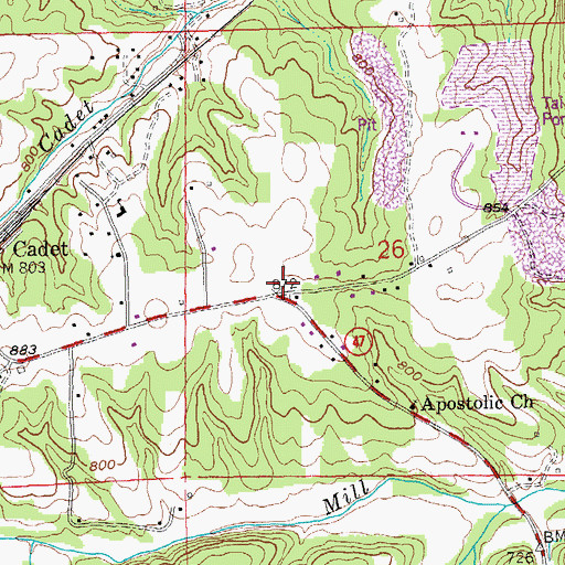 Topographic Map of Potosi Fire Protection District House 3, MO