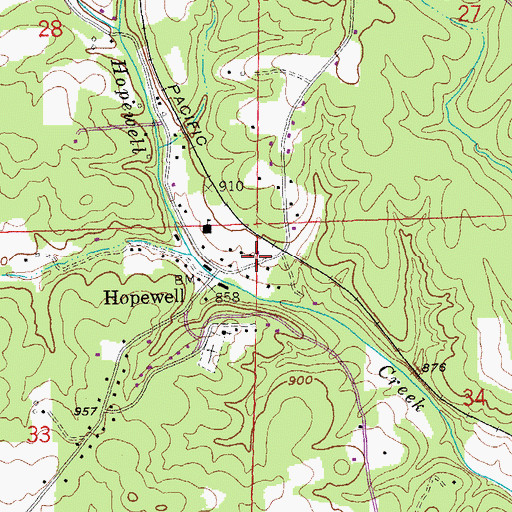 Topographic Map of Hopewell Church of God, MO