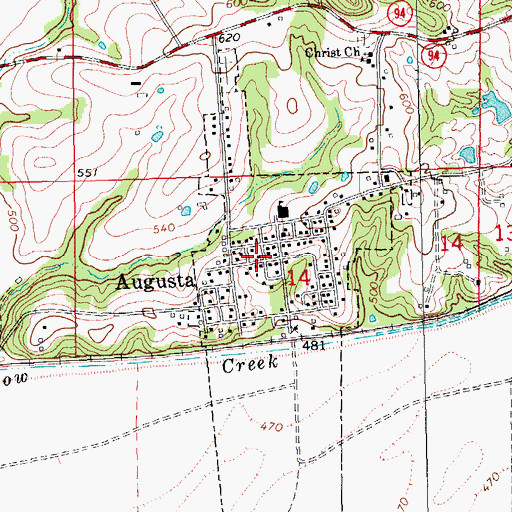 Topographic Map of Augusta Post Office, MO