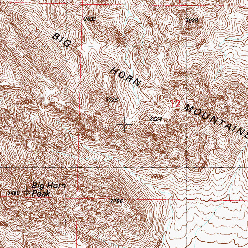 Topographic Map of Big Horn Mountains Wilderness, AZ