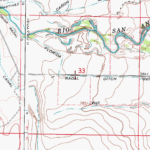 Topographic Map of Florida Radal Ditch, CO