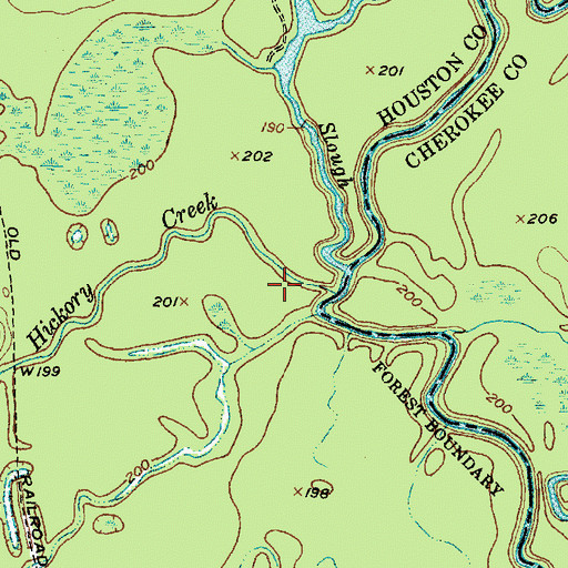 Topographic Map of Big Slough Wilderness, TX