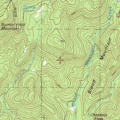 Topographic Map of Blood Mountain Wilderness, GA