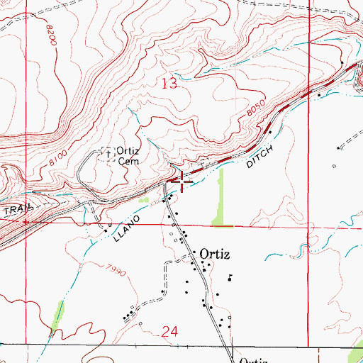 Topographic Map of Llano Ditch, CO