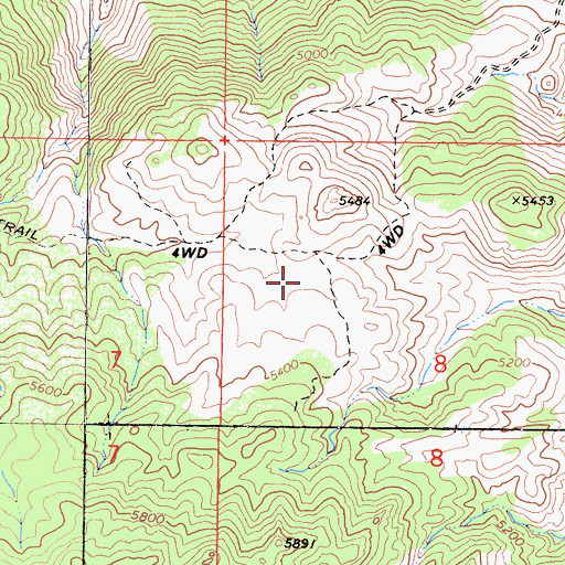 Topographic Map of Bright Star Wilderness, CA