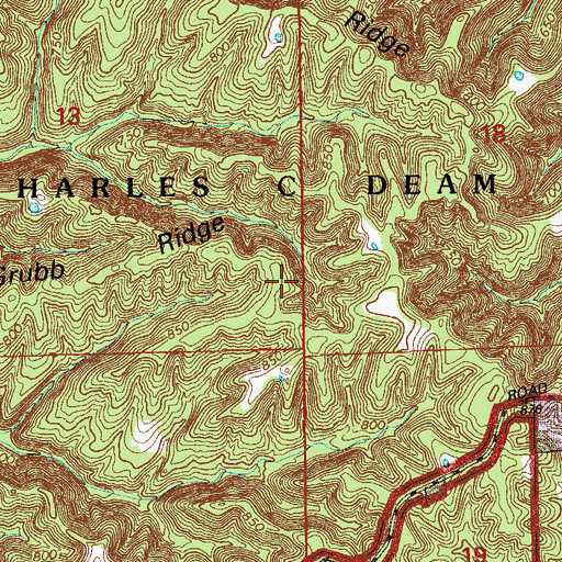 Topographic Map of Charles C. Deam Wilderness, IN