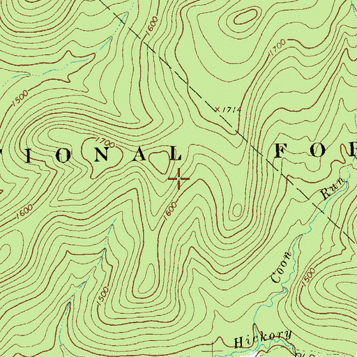 Topographic Map of Hickory Creek Wilderness, PA