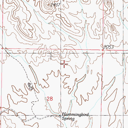 Topographic Map of Hummingbird Springs Wilderness, AZ