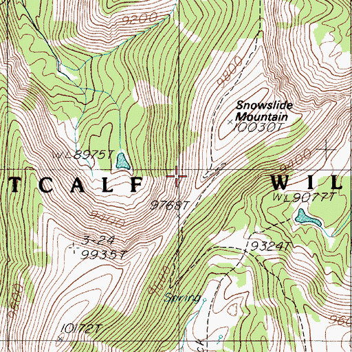 Topographic Map of Lee Metcalf Wilderness (Monument Mountain Unit), MT