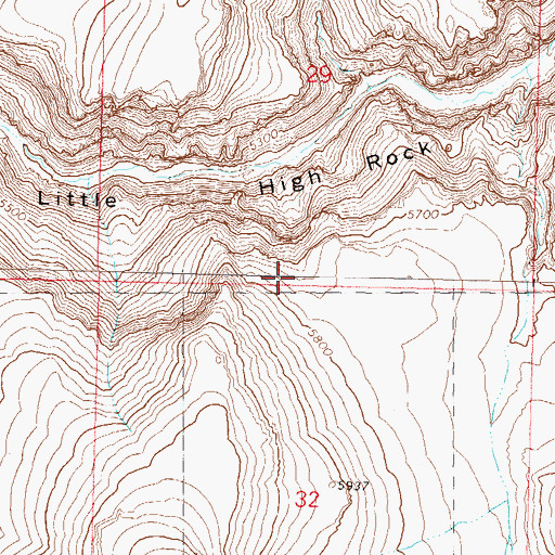 Topographic Map of Little High Rock Canyon Wilderness, NV