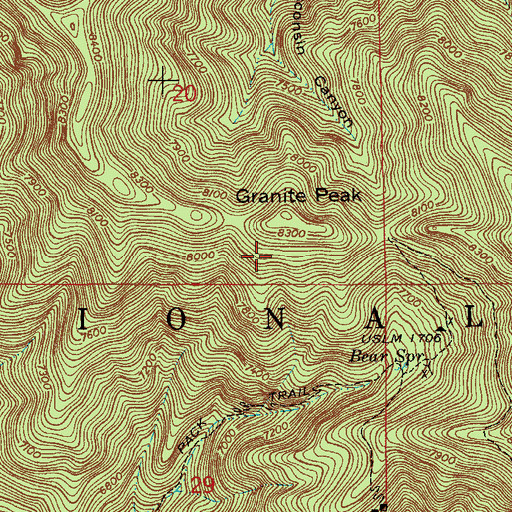 Topographic Map of Miller Peak Wilderness, AZ