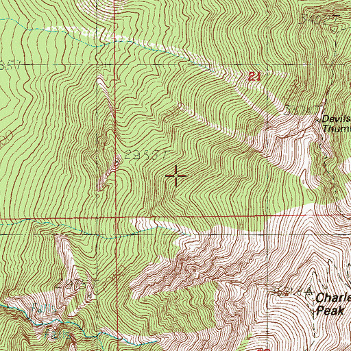 Topographic Map of Mount Charleston Wilderness, NV