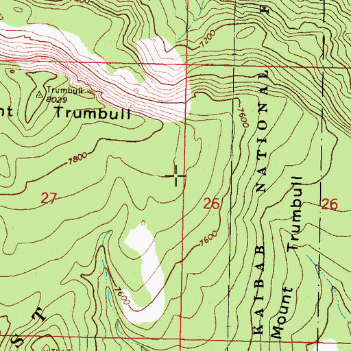 Topographic Map of Mount Trumbull Wilderness, AZ