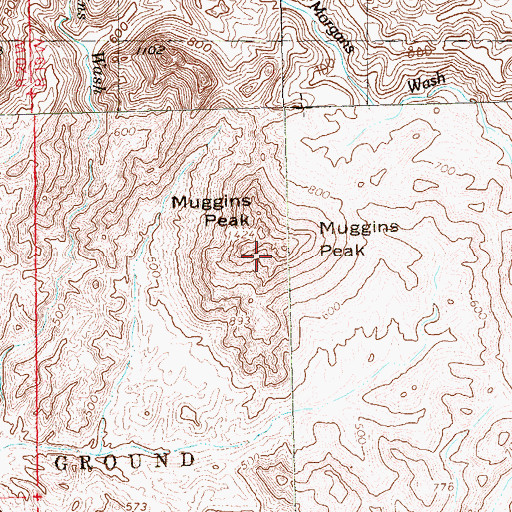 Topographic Map of Muggins Mountain Wilderness, AZ