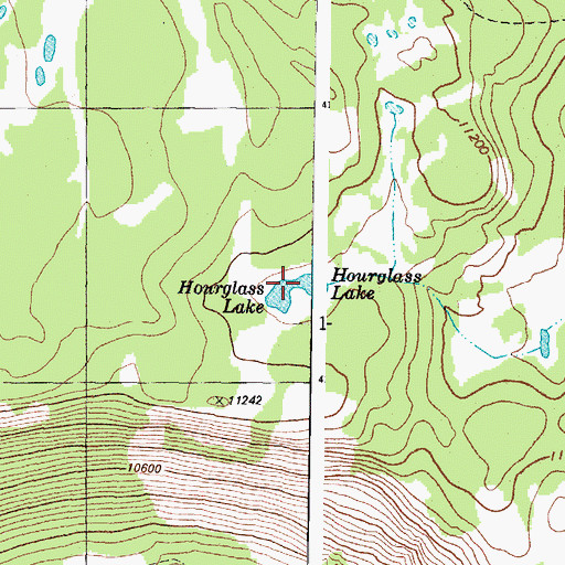 Topographic Map of Hourglass Lake, CO
