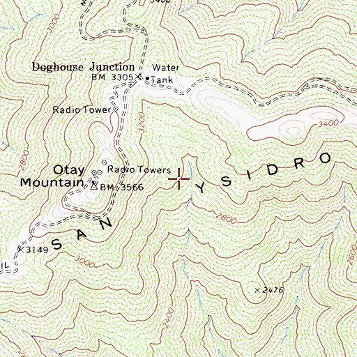 Topographic Map of Otay Mountain Wilderness, CA
