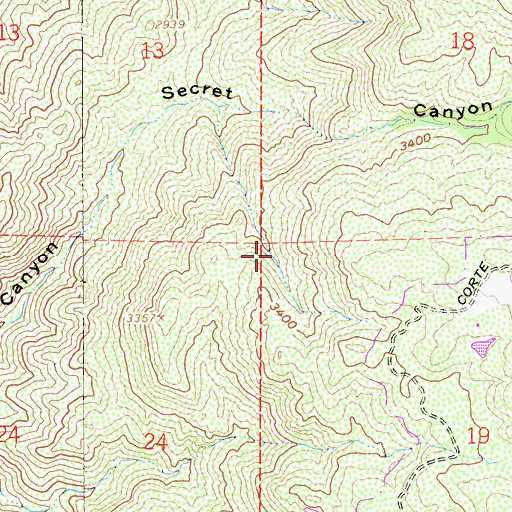 Topographic Map of Pine Creek Wilderness, CA