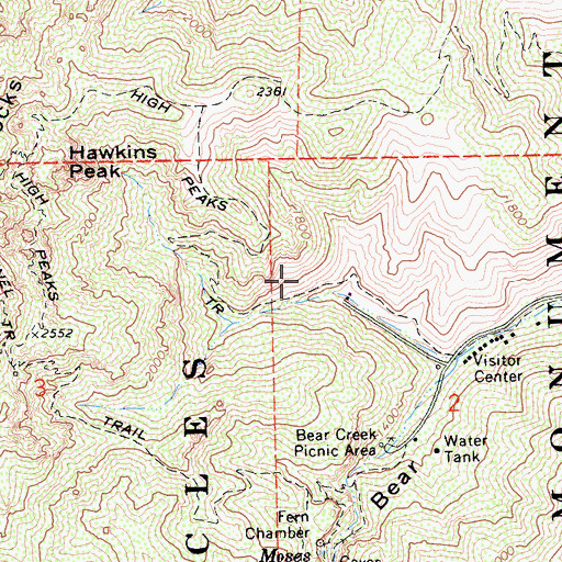 Topographic Map of Pinnacles Wilderness, CA